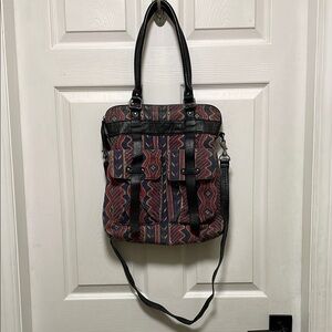 Volcom | Destination Tote | Blue & Red | Geometric Design | Crossbody | Bag |